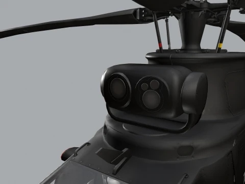 Helicopter OH-1 Ninja JGSDF Black Basic Animation --445-- 3D Model