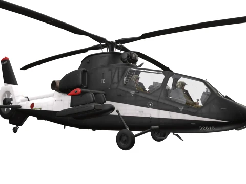 Helicopter OH-1 Ninja JGSDF Black Complex Animation --445-- 3D Model