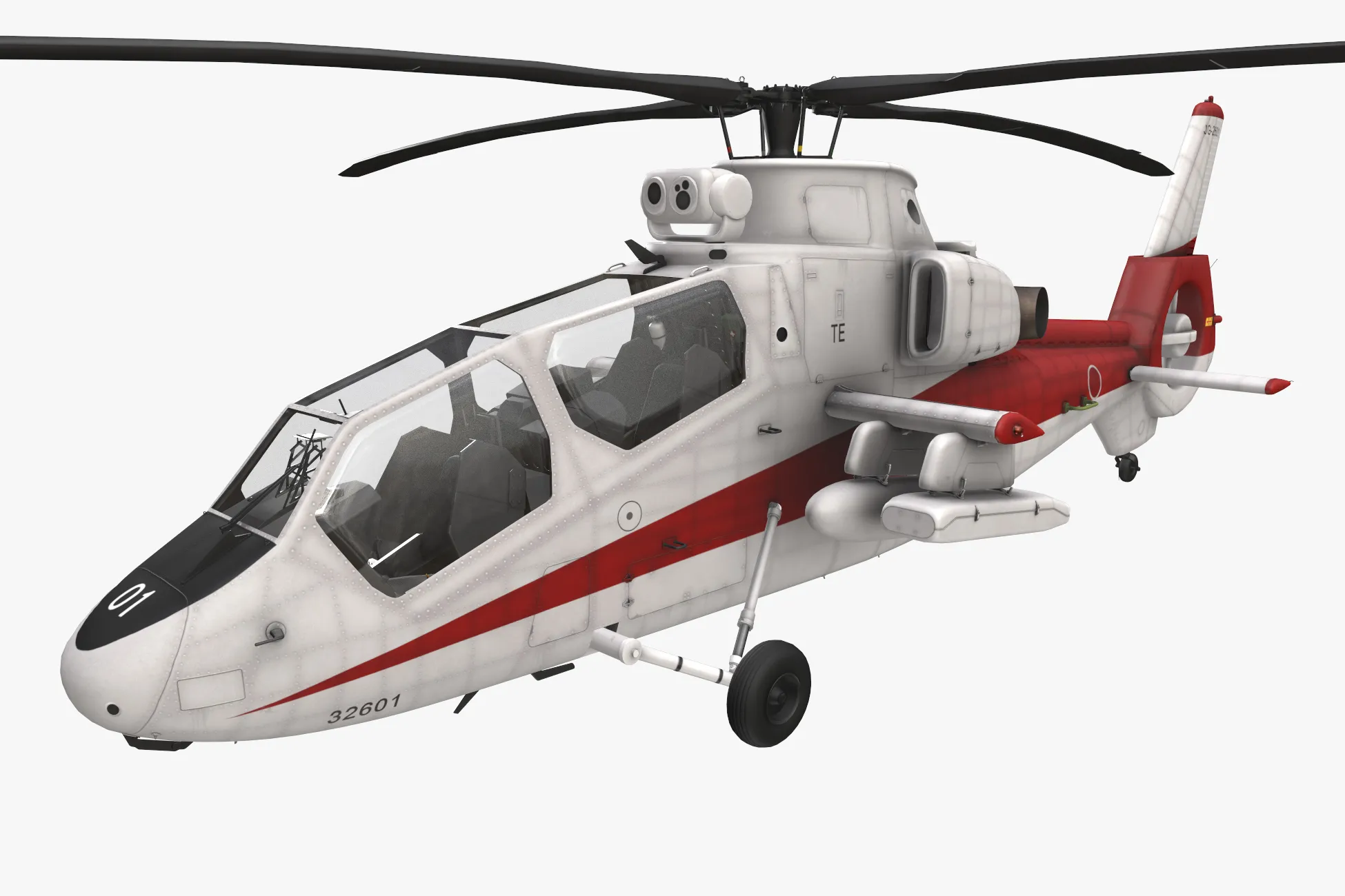 Helicopter OH-1 Ninja JGSDF White Static --446-- 3D Model .c4d .max .obj .3ds .fbx .stl .blend 