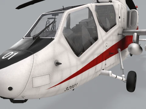 Helicopter OH-1 Ninja JGSDF White Static --446-- 3D Model
