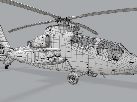 Helicopter OH-1 Ninja JGSDF White Static --446-- 3D Model
