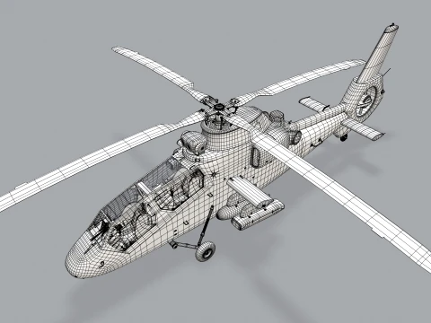 Helicopter OH-1 Ninja JGSDF White Static --446-- 3D Model