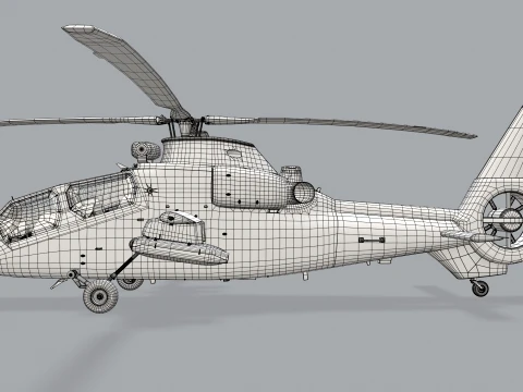 Helicopter OH-1 Ninja JGSDF White Static --446-- 3D Model