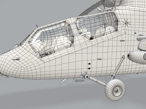 Helicopter OH-1 Ninja JGSDF White Static --446-- 3D Model