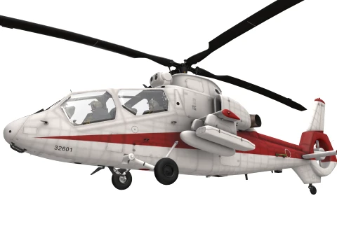 Helicopter OH-1 Ninja JGSDF White Basic Animation --446-- 3D Model