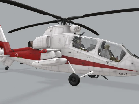Helicopter OH-1 Ninja JGSDF White Basic Animation --446-- 3D Model