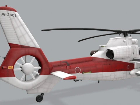 Helicopter OH-1 Ninja JGSDF White Basic Animation --446-- 3D Model