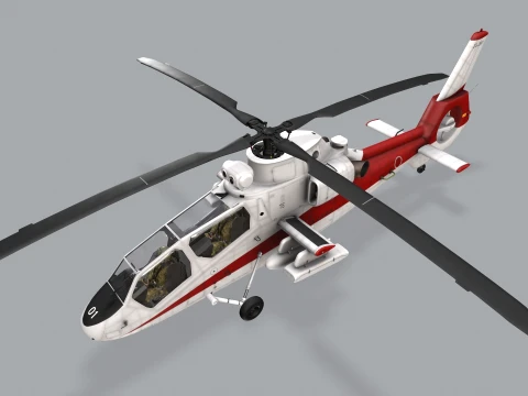 Helicopter OH-1 Ninja JGSDF White Basic Animation --446-- 3D Model