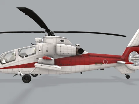 Helicopter OH-1 Ninja JGSDF White Basic Animation --446-- 3D Model