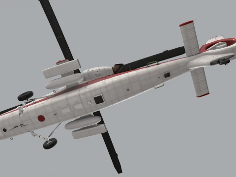 Helicopter OH-1 Ninja JGSDF White Basic Animation --446-- 3D Model