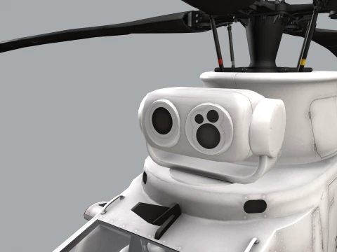 Helicopter OH-1 Ninja JGSDF White Basic Animation --446-- 3D Model