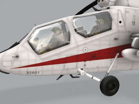 Helicopter OH-1 Ninja JGSDF White Basic Animation --446-- 3D Model