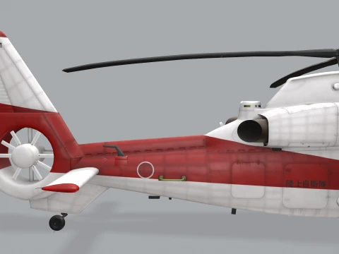 Helicopter OH-1 Ninja JGSDF White Basic Animation --446-- 3D Model