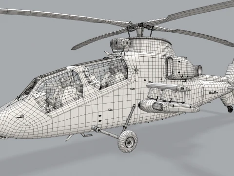 Helicopter OH-1 Ninja JGSDF White Basic Animation --446-- 3D Model