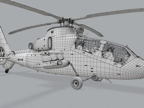 Helicopter OH-1 Ninja JGSDF White Basic Animation --446-- 3D Model