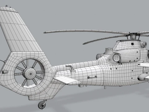 Helicopter OH-1 Ninja JGSDF White Basic Animation --446-- 3D Model