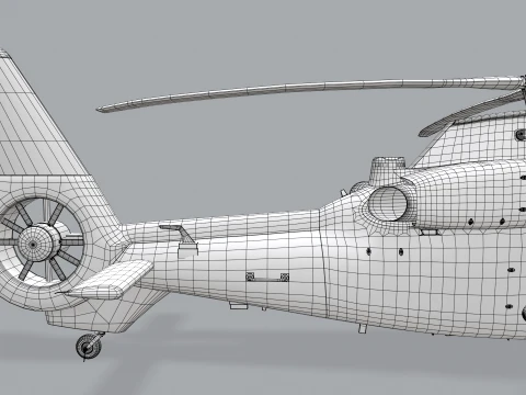 Helicopter OH-1 Ninja JGSDF White Basic Animation --446-- 3D Model