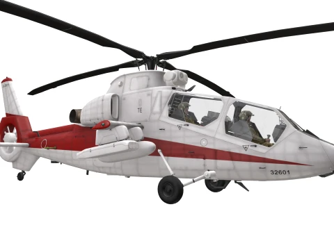 Helicopter OH-1 Ninja JGSDF White Complex Animation --446-- 3D Model