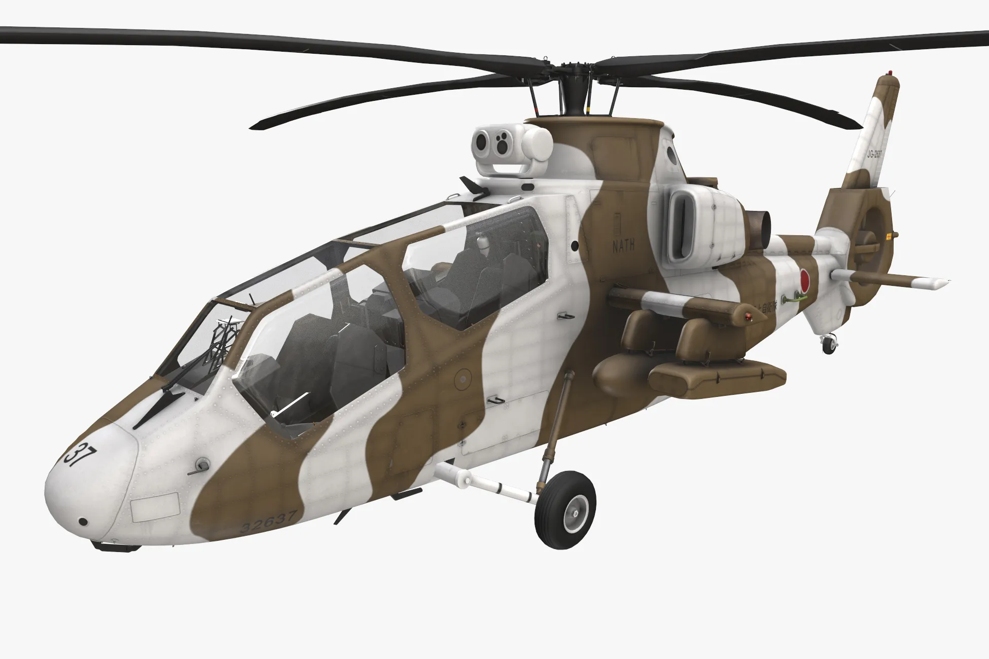 Helicopter OH-1 Ninja JGSDF Winter Static --447-- 3D Model .c4d .max .obj .3ds .fbx .stl .blend 