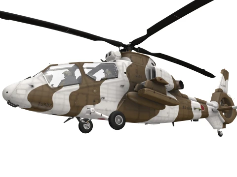 Helicopter OH-1 Ninja JGSDF Winter Basic Animation --447-- 3D Model