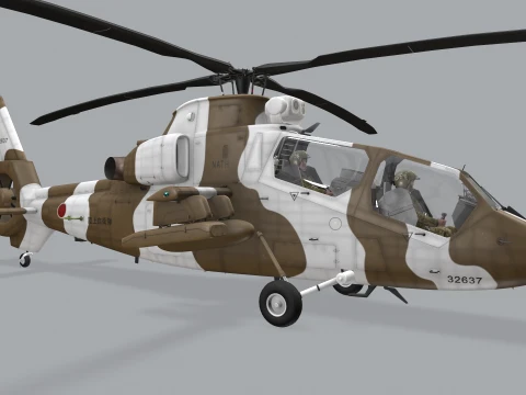 Helicopter OH-1 Ninja JGSDF Winter Basic Animation --447-- 3D Model