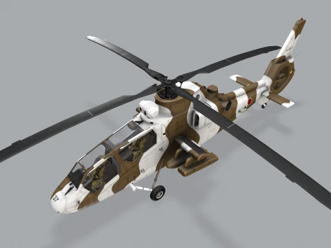 Helicopter OH-1 Ninja JGSDF Winter Basic Animation --447-- 3D Model