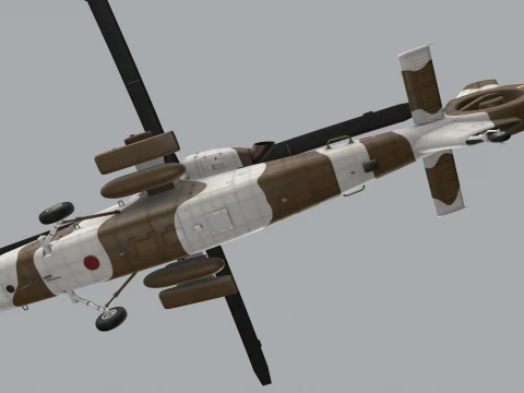 Helicopter OH-1 Ninja JGSDF Winter Basic Animation --447-- 3D Model