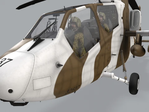 Helicopter OH-1 Ninja JGSDF Winter Basic Animation --447-- 3D Model