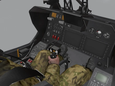 Helicopter OH-1 Ninja JGSDF Winter Basic Animation --447-- 3D Model