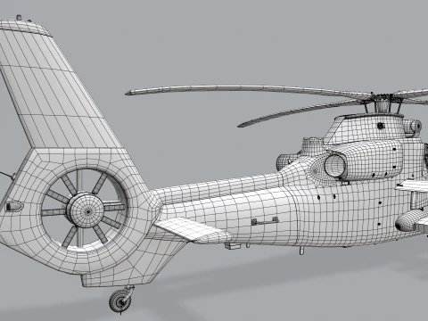 Helicopter OH-1 Ninja JGSDF Winter Basic Animation --447-- 3D Model