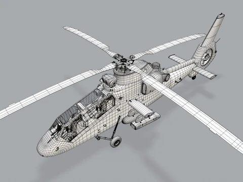 Helicopter OH-1 Ninja JGSDF Winter Basic Animation --447-- 3D Model