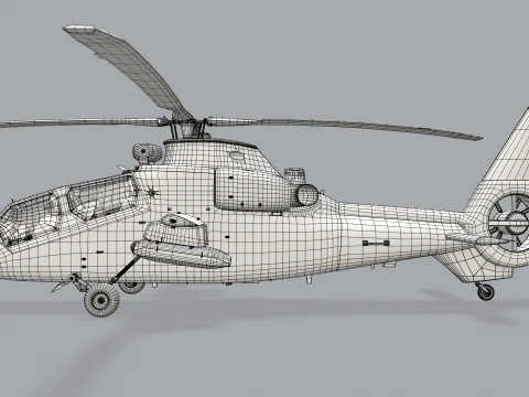 Helicopter OH-1 Ninja JGSDF Winter Basic Animation --447-- 3D Model
