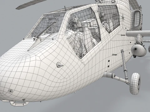 Helicopter OH-1 Ninja JGSDF Winter Basic Animation --447-- 3D Model
