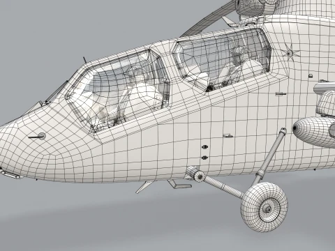Helicopter OH-1 Ninja JGSDF Winter Basic Animation --447-- 3D Model