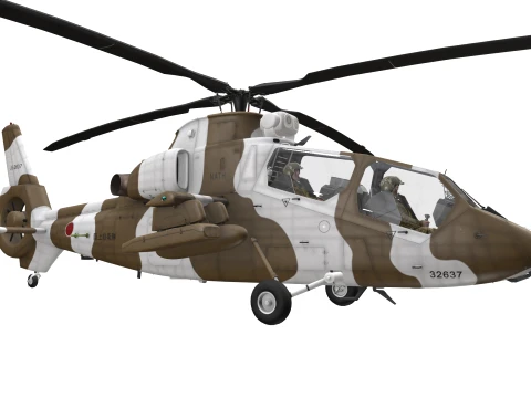 Helicopter OH-1 Ninja JGSDF Winter Complex Animation --447-- 3D Model