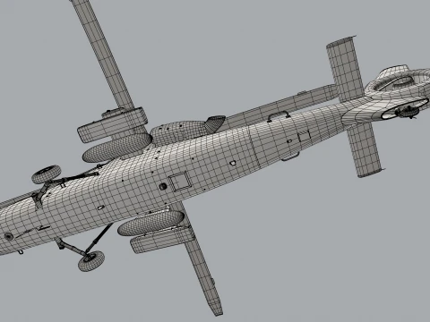 Helicopter OH-1 Ninja JGSDF Yuzu Kisarazu Basic Animation --448-- 3D Model
