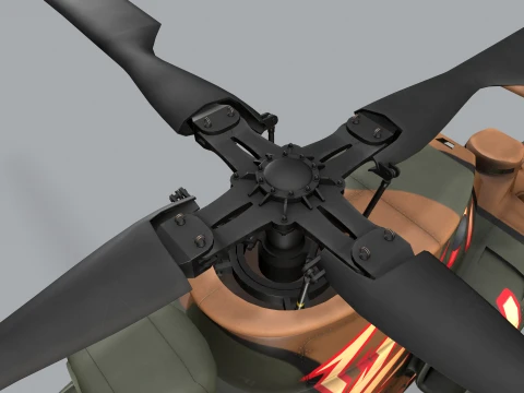 Helicopter OH-1 Ninja JGSDF Yuzu Kisarazu Complex Animation --448-- 3D Model