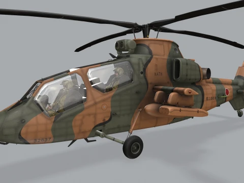 Helicopter OH-1 Ninja JGSDF Complex Animation --444-- 3D Model