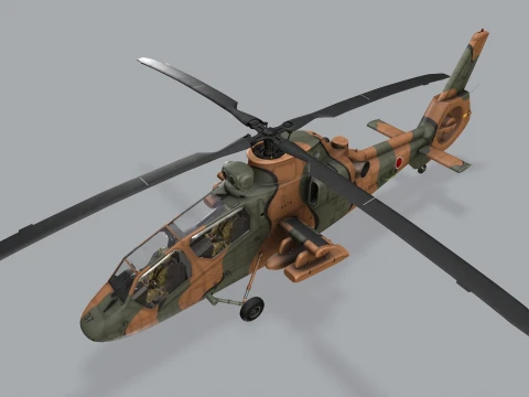 Helicopter OH-1 Ninja JGSDF Complex Animation --444-- 3D Model