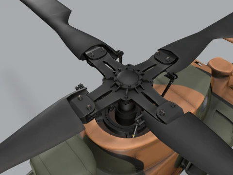 Helicopter OH-1 Ninja JGSDF Complex Animation --444-- 3D Model