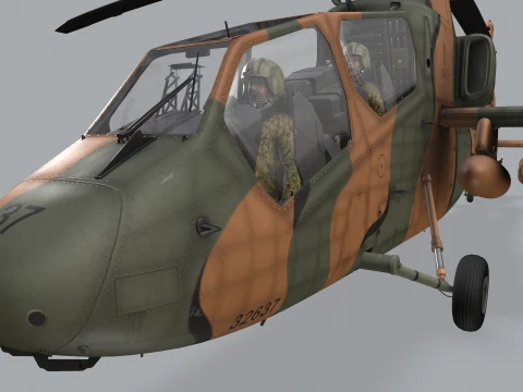 Helicopter OH-1 Ninja JGSDF Complex Animation --444-- 3D Model