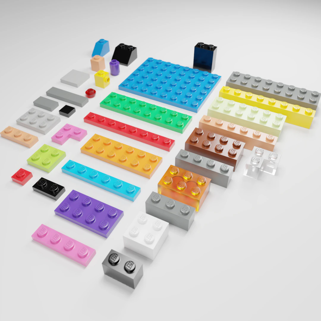 lego brick collection - 35 pieces 3D Model .c4d .max .obj .3ds .fbx .stl .blend 