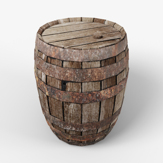 old barrel low-poly Modelo 3D .c4d .max .obj .3ds .fbx .stl .blend 