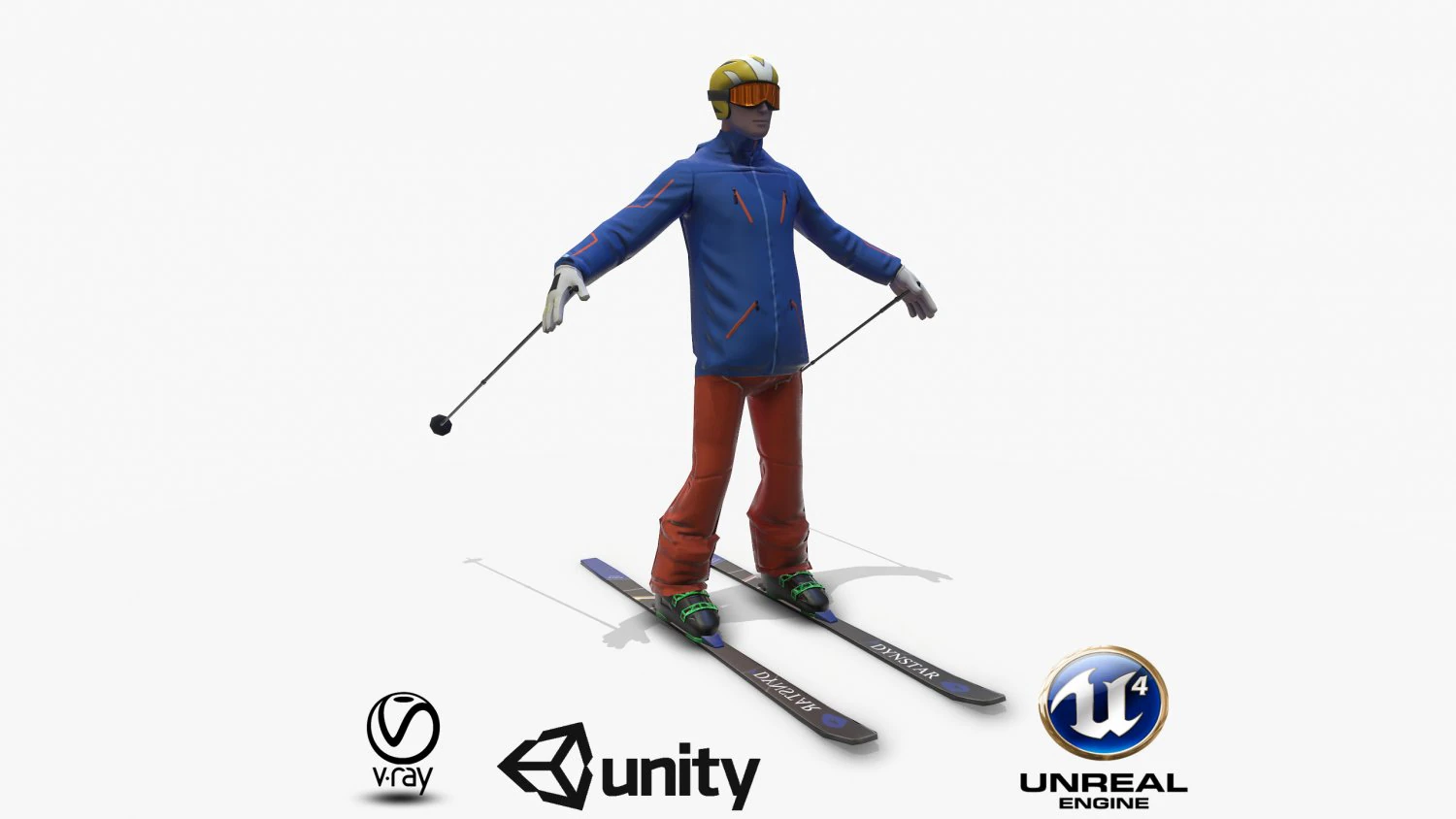 skier 3D Model .c4d .max .obj .3ds .fbx .stl .blend 
