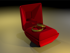 wedding rings in a box Model 3D