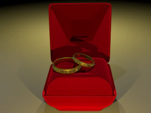 wedding rings in a box 3D Model