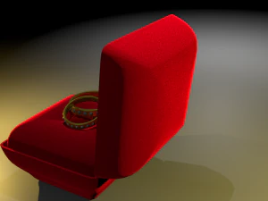 wedding rings in a box 3D Model