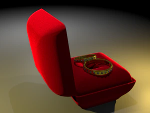 wedding rings in a box 3D Model