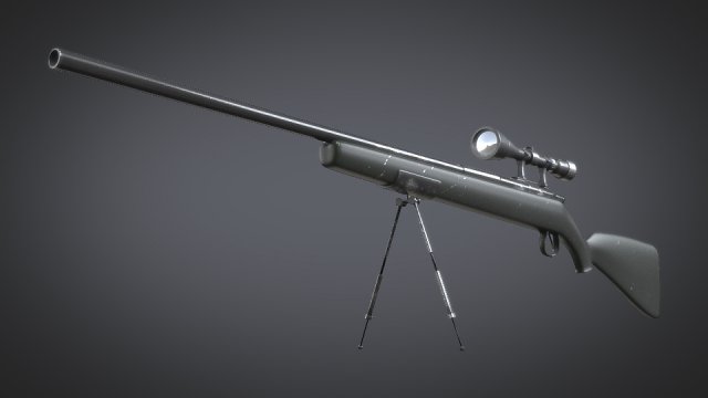 sniper rifle with stylized design 3D Model .c4d .max .obj .3ds .fbx .stl .blend 