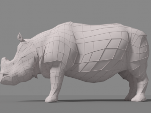 photorealistic rhinoceros indien low-poly 3D Модель